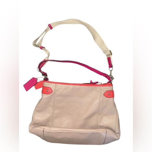 New w/ Tags NWT Coach Multi Sand Pink Orange Daisy Spectator Hobo Shoulder Bag - Picture 2 of 2